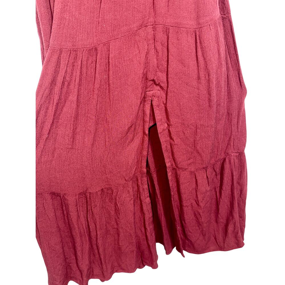 Abercrombie & Fitch Burgundy Red Smocked Puff Sleeve Slit Maxi Dress Size XS - Picture 5 of 12